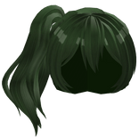 Short Side Ponytail Hair - Dark Green