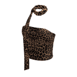 Short Top W/Neck Scarf - Leopard