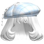 Short Wavy White Hair w/ baby Blue Hat