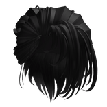 Side Parted Upside Bun Hair - Black 