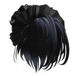 Side Parted Upside Bun Hair - Black x Blue 
