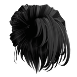 Side Parted Upside Bun Hair - Black x Grey