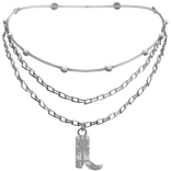 Silver Cowboy Boot Layered Necklace 3.0