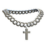 silver chrome cross chain necklace