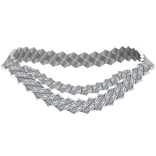 silver diamond double chain necklace