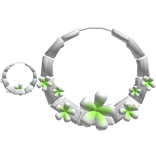 Silver Flowering Bamboo Hoop Earrings In Green