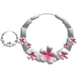 Silver Flowering Bamboo Hoop Earrings In Pink