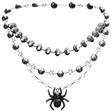 silver layered star chain necklace w spider