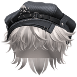 Silver Messy Hair w/ Skull Punk Cap