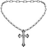 ♡ silver realistic cross chained necklace