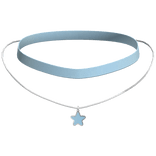 🍀Silver Star Choker Necklace (Blue)