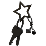 Silver Star Grunge Keychain