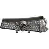 Silver Studded Punk Belt Skull Diamonds 