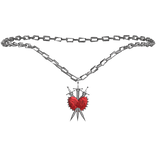 silver swords red ruby heart medieval necklace 1.0
