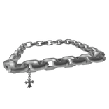 Silver Vintage Antique Chain Cross Bracelet