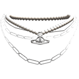 silver y2k planet and star with pearl necklace 3.0