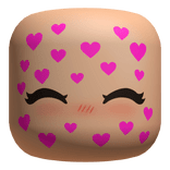 Simple Doll Blush Chibi Cute Face w/ Pink Hearts