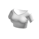 ℛ Simple V-Cut Crop Top White Tight Tee Shirt