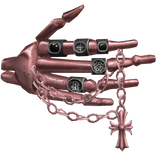 Skeleton Hand Face Cover Chrome Chains Cross