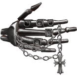 Skeleton Hand Face Cover Chrome Chains Cross