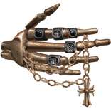 Skeleton Hand Face Cover Chrome Chains Cross