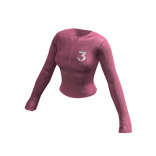 Skin-Tight Female Glossy Sheer Pink Shirt  (3)