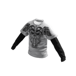 Skull Shirt with Silver Cross Chain