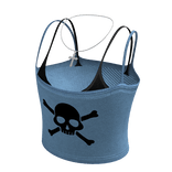 Skull Stacked Crop Tops w Cross Necklace