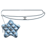 Sky Blue Polka Cstar Quilted Waist Bag Silver