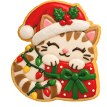Sleeping Santa Cat Christmas Cookie