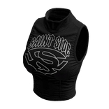 Sleeveless Y2K Top (Black Black)
