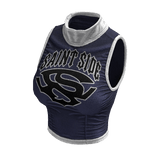 Sleeveless Y2K Top (Dark Blue White)