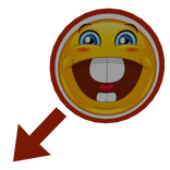Smiling Happy Bucktooth Emoji Meme Arrow W/Circle