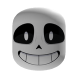 Smiling Sans Skeleton Face Black Eyes - White