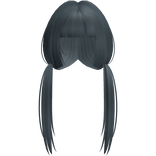 Soft Ash Blue Long Pigtails W Bangs