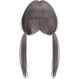 Soft Ash Grey Long Pigtails W Bangs