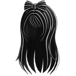 Soft Braided Flowy Long Half Hair w/ Bow In Black