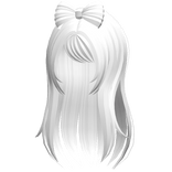 Soft Braided Flowy Long Half Hair w/ Bow In White