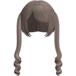 Soft Brown Twin Swirly Curls W Bangs