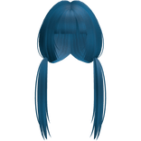 Soft Dark Blue Long Pigtails W Bangs