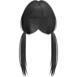 Soft Dark Grey Long Pigtails W Bangs