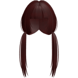 Soft Dark Red Long Pigtails W Bangs