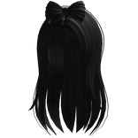 Soft Flowy Half up Hair w/ Bow In Black