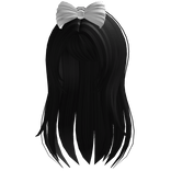 Soft Flowy Half up Hair w/ Bow (White) In Black