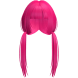 Soft Hot Pink Long Pigtails W Bangs