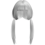 Soft Light Grey Long Pigtails W Bangs