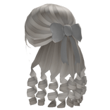 Soft Long Princess Curls with Bow in Ash