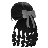 Soft Long Princess Curls with Bow in Black