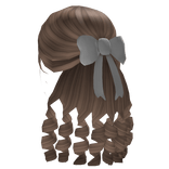 Soft Long Princess Curls with Bow in Milktea