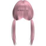 Soft Pink Long Pigtails W Bangs